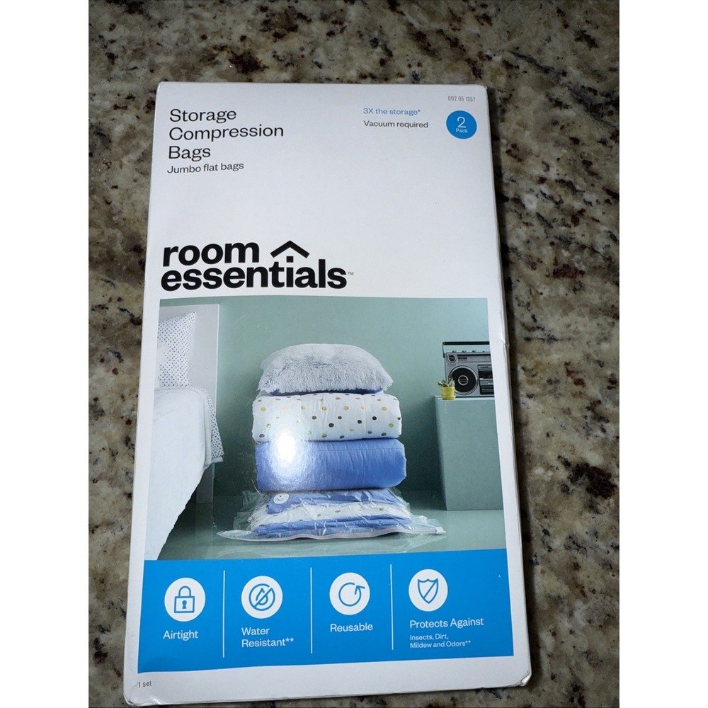 2 Compression Bags Jumbo Clear -‎ Room Essentials™. New In Box 4187